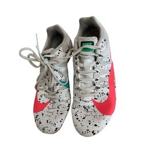 Nike Zoom Rival S 9 Track‎ Spikes White Pink Splatter 907564-101 Kids Size 5Y